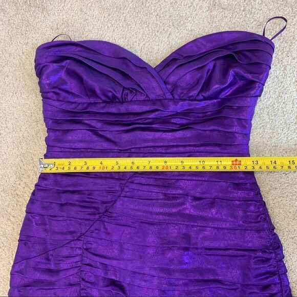 Zara purple metallic draped strapless sweetheart minidress Sz S NWT New with tag - Picture 9 of 12